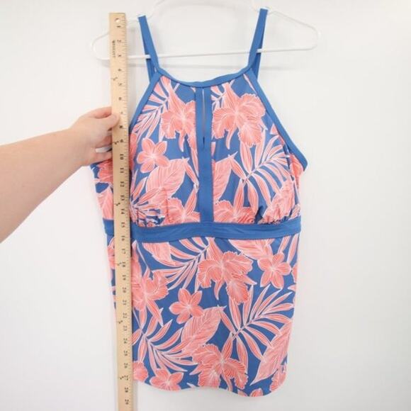 NWOT Lands End Blue Orange Floral Pattern Swim Tankini Top Size 16 - Picture 4 of 8